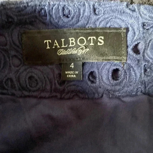 Talbots navy blue cotton lined lace skirt size 4 - Picture 4 of 14